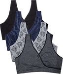 CAKYE Sleep Nursing Bras Maternity Bralette Breastfeeding Cotton Pregnancy Bra, A2-black/Navy Dot/Grey Print/Stripe-4pcs, Medium