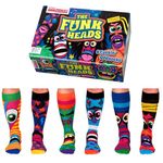 United Oddsocks The Funk Heads - Box of 6 Colourful Mix & Match Novelty Socks for Men,UK 6-11 | EUR 39-46 | US 7-12. Fun and Quirky Birthday,Christmas,Father's Day Gift for Men