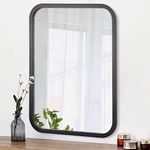 AOAOPQ Frame for Mirror Rectangular Mirrors for Wall Black Decor Rounded Corner Horizontal or Vertical Hangs Small Mirror for Home Farmhouse Living Room Dining Bedroom Entryway Washroom