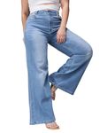 Miss Chase A+ Women's Wide Leg High Rise Regular Stretchable Denim Jeans (APSS23DEN12-52-350-44, Baby Blue, 44)