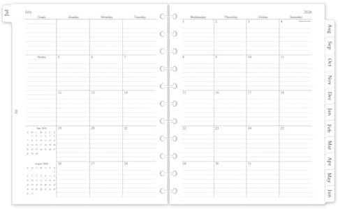 2026-2027 Monthly Planner Refill, A4 Letter Size Planner Inserts for 11-Disc Discbound, 8.5"x11", Jul. 2026 - Dec. 2027, 18 Monthly Calendars with Laminated Tabs