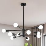 KAISITE Modern Chandelier Ceiling Light Fixture Sputnik Chandelier 10-Light Black Chandelier for Dining Room Over Table Height Adjustable Lighting Fixture Ceiling Hanging for Farmhouse Kitchen