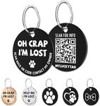 MYLUCKYTAG Stainless Steel Engraved QR Code Pet ID Tags Dog Tags - Pet Online Profile - Scan QR Receive Instant Pet Location Alert Email