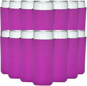 TahoeBay Slim Can Cooler Sleeves (50-Pack) Skinny Tall Cans 12 Oz Bulk Thin Seltzer Fit Sublimation Blanks for Vinyl Plain Blank Foam Beer Bottles Black White Assorted Solid Set (Fuchsia)