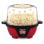 West Bend 82505 Stir Crazy Electric Hot Oil Popcorn Popper Machine with Stirring Rod Offers Large Lid for Serving Bowl and Convenient Storage, 6-quart, Red