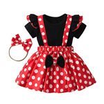 Toddler Baby Girl Clothes Dress Ruffle T Shirts Polka Dot Skirt Headband 3Pcs Outfits Set Red 18-24 Months