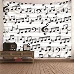 EHOMERY Tapestries Simple Men Tapestry For Bedroom Black White Music Note Wall Hanging Blanket Living Room Art Décor 150X150Cm