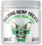 Calming Hemp Treats for Dogs Made in USA Organic Hemp Natural Separation Aid Helps with Barking, Chewing, Thunder, Fireworks, Aggressive Behavior Soothing Stress Relief Natural Relaxation 30 Chews