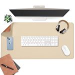 aropana Vegan Leather Desk Mat, Mouse Pad Large, Computer Table Mat, Reversible Extended Laptop Pad for Desk, Dual Side Waterproof Edge-Stitched (36"x17"inch, White/Coffee)