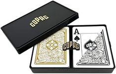 Copag Legacy Design 100% Plastic Playing Cards, Poker Size Jumbo Index Black/Gold Double Deck Set