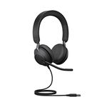 Jabra Evolve2 40 PC Headset - Noise Cancelling UC Certified Stereo Headphones With 3-Microphone Call Technology - USB-A Cable - Black