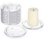 OwnMy Set of 12 Clear Glass Candle Plates 3 Inch Pillar Candle Holders, Glass Coaster Small Round Plate Candle Tray Candle Plates for Pillar Candle Modern Candle Centerpiece for Dining Table Wedding
