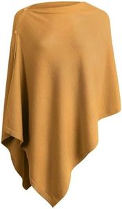 PULI Women's Versatile Knitted Shawls Scarf Poncho Sweater with Buttons Lightweight Spring Summer Fall Wraps ginger yellow