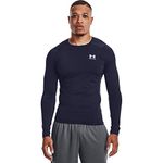 Under Armour Men's Armour HeatGear Compression Long-Sleeve T-Shirt , Midnight Navy (410)/White, Large