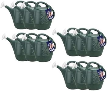 PMU 2 Gallon Watering Can - Garden Watering Can for Indoor & Outdoor Plants - Plastic Water Can with Detachable Sprinkler Head - Large Water Pot, Made in USA - Hunter Green Pkg/12