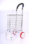 4tens Portable Aluminum Folding Utility Grocery Foldable Cart Trolley Travel Handheld Luggage Trolley Cart Luggage Shopping Cart Trolley with Wheel for Shopping Supermarket Grocery Cart (4 Wheel Shopping Trolley)