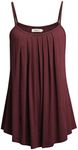 BEPEI Women Loose Casual Summer Pleated Flowy Sleeveless Camisole Tank Tops,Wine,Medium