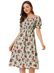 TOPLOT Dresses for Women Knee Length with Floral Print(Dress-5107-Dot-S) Green