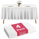 4 White Plastic Tablecloth - 108 X 54 Plastic Table Cloth | Disposable Tablecloths | White Tablecloths | Plastic Table Cover | Tablecloths for BBQ, Party, Fine Dining, Wedding, Outdoor