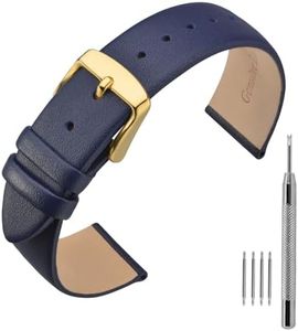 ANNEFIT Watch Straps 18mm, Calfskin Leather Watch Band with Gold Buckle for Men Women (Dark Blue)