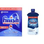 Powerball All in 1 Ultra Dishwasher Detergent, 2.4 kg 140 Count + Finish Jet Dry Dishwasher Rinse Aid (621 ml)