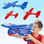 Led Glider Plane with Launcher Gun, Foam Catapult Airplane Flying Toy for 3-12 Years Old Kids Teenager Boys Girls, Indoor Outdoor Sport Game Gadget Xmas Birthday Present Gift Children Stocking Filler