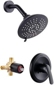Shower Head Set with Valve, Black Shower Faucet Fixtures Set with Shower Rain Head Trim Kit for Bathroom