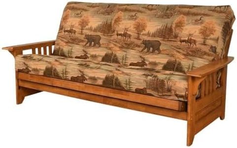 Starlight Canyon Home Brown Futons with Polyester-Cotton Fabric, Sturdy Frame, Comfortable Seating and Sleeping Solution for Living Room or Guest Bedroom