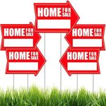 Kigley 5 Pcs Home for Sale Sign with Stakes 12 x 16 Inches Double Sided Home for Sale by Owner Yard Sign Corrugated Plastic Directional Arrow Open House Sign Kit for Estate Agent Lawn Garden Supplies