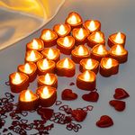 HUSAIHU Heart-Shaped Candle Lights, 24 PCS Romantic and Bright Red Lamp, Battery Operated Flameless Tea Light Candles, LED for Wedding, Valentine's Day, Birthday Party Decoration (Red)