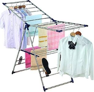 EZHOME Large Foldaway Laundry Rack, Heavy Duty, Collapsible, Space-Saving Storage, Stainless Steel, Indoor/Outdoor YLT-0501C