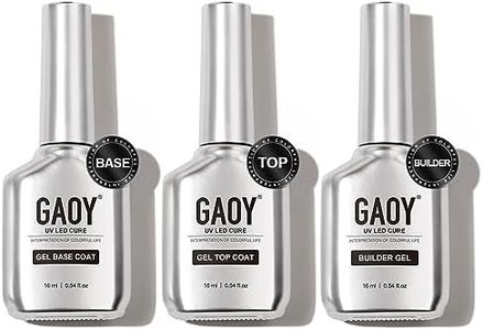 GAOY Gel Top Coat, Builder Gel and Base Coat Set, 3 Pcs 16ml Clear Glossy No Wipe Combination for UV Light Cure Gel Nail Polish