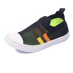 MYAU Slip On Mesh Shoes Boys and Girls (Black/Parrot Green, numeric_12)