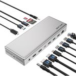 USB C Docking Station 40Gbps Triple Monitor, Dual HDMI USB 4 Laptop Docking Station with 2 * 8K60Hz HDMI, 8K60Hz USB 4(40G,15W), 96WPD, 10G USB A/C, 2.5G Ethernet, Audio for USB 4/ Thunderbolt 3/4 PC