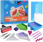 Craft Fusion Diamond Painting Tools and Accessories - Diamond Art Kits for Adults and Kids - DIY Bead Organizer Box with Small Grid Storage Containers, 28 Parts, Includes Sticker Pack