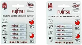 8 Fujitsu HR4UTC AAA Ready-to-use 2,100 times rechargeable battery NiMH 1.2V 800mAh (Min. 750mAh) Made in Japan