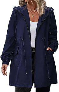 IN'VOLAND Women's Rain Jacket Plus Size Long Raincoat Lightweight Hooded Windbreaker Waterproof Jackets with Pockets, Navy Blue, 22 Plus