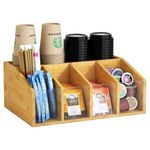 Coffee Station Organizer Coffee Bar Organizer for Countertop Farmhouse Coffee Caddy with Removable Dividers Office Coffee Bar Accessories and Organizer for Coffee Pods, Syrup, Cups, and Stirrer