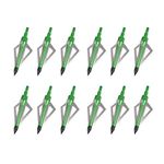 Hunting Broadheads, 12PK 3 Blades Archery Broadheads 100 Grain Screw-in Arrow Heads Arrow Tips for Crossbow and Compound Bow Green (Pack of 12)