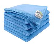 SOFTSPUN Microfiber Cleaning Cloths, 5pcs 30x30cms 340GSM Sky Blue! Highly Absorbent, Lint and Streak Free, Multi -Purpose Wash Cloth for Kitchen, Car, Window, Stainless Steel, Silverware.