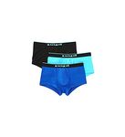 papi Men's Stylish Brazilian Solid and Print Trunks (3-Pack of Men's Underwear), Black/Cobalt/Blue, Medium