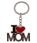 GCT I Love MOM | Mothers Day Gift Heart Metal Keychain for Car Bike Men Women Keyring (Black/Red)