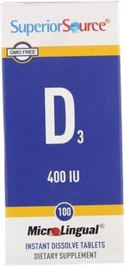 Superior Source Vitamin D3 400 IU - Offers Immune System, Brain & Nervous System Support - Aids Calcium Absorption for Teeth & Bone Health - Bariatric Friendly - 100 Sublingual Dissolving Tablets