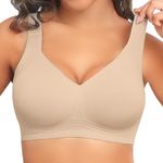 PoseFree Jelly Bra for Older Women with Sagging Breasts Lifting - Plus Size Wireless Comfort Full Coverage Bras Nude 4XL