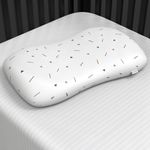 Cherilo Contour Shaped Memory Foam Soft Baby Pillow for Kids for Extra Neck Support with Removable Pillow Cover, Fancy Triangles Pattern - White, Suitable for 1 Year & above - 20.5" x 11.5" x 2.5"