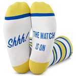 Football Fan Lounge Socks - Great Gift For Football Fans - 'Shhh! The Match Is On' (White/Blue/Yellow) One Size