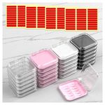 24Pcs Press On False Nails Case Storage Box with 120pcs Double Sided Adhesive Nail Display Tape (6 Clear, 6 Pink, 6 Black, 6 White)