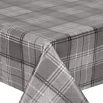 QPC Direct Tartan Tweed Plaid Check Effect PVC Oilcloth Table Cover Vinyl Tablecloth 2 Metres (Grey)