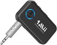 1Mii Bluetooth 5.0 Receiver for Car/Home Stereo/Wired Speaker, Car Bluetooth Aux Adapter for Music Streaming, Hand-Free Calls, 15H Battery Life, Dual Link (Receiver Only)