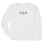 Life is Good Women's Standard Crusher Graphic Long Sleeve T-Shirt Three Daisies, Cloud White, X-Large